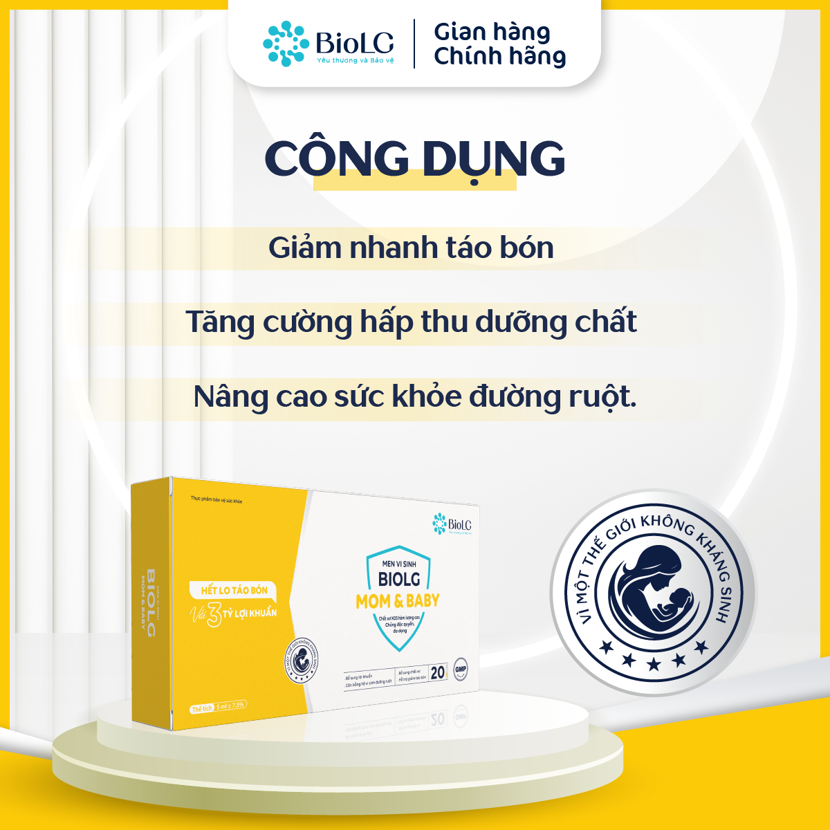 BIOLG MOM & BABY - Hỗ trợ giảm táo bón, tiêu chảy, rối loạn tiêu hoá